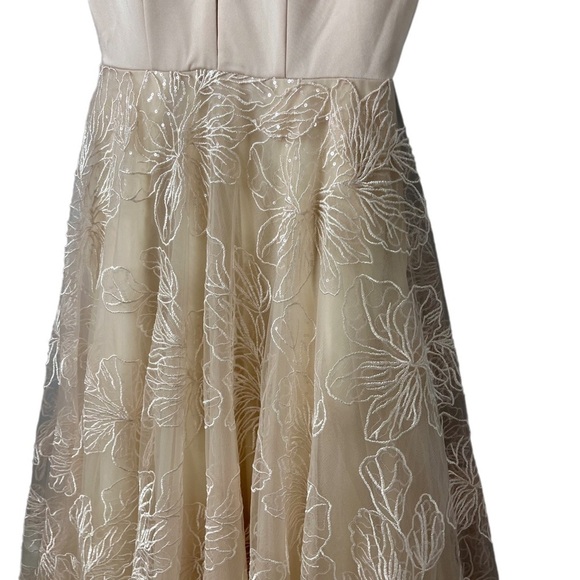 La Femme Sweetheart Floral Sequin Gown Champagne Blush Size 8 Prom Dress Wedding - Picture 5 of 8